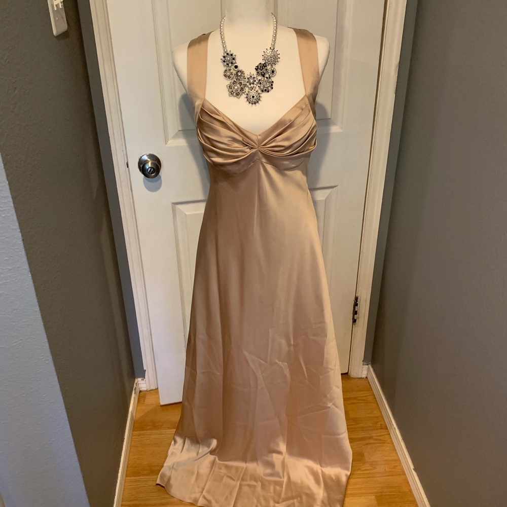 CK champagne  floor length dress